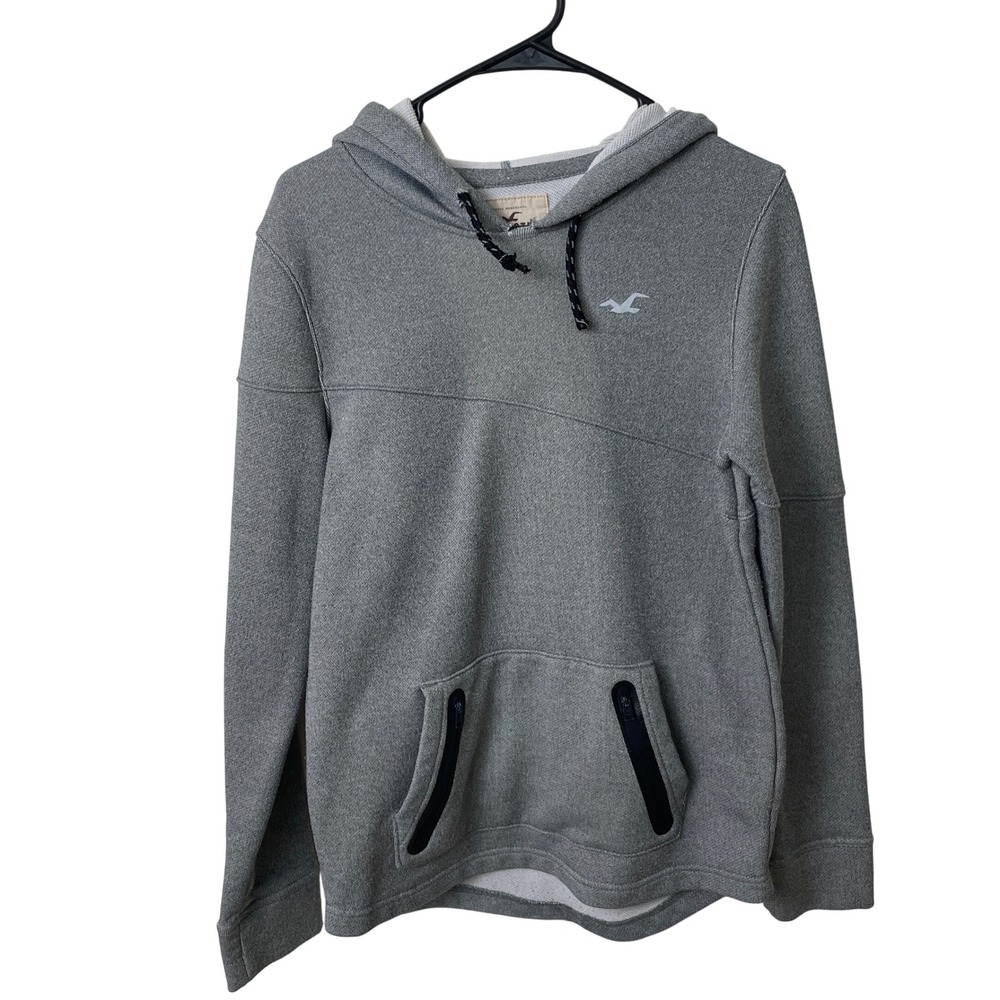 Hollister Gray‎ Hoodie Mens Size S Small Long Sleeve Pullover Zip Pocket